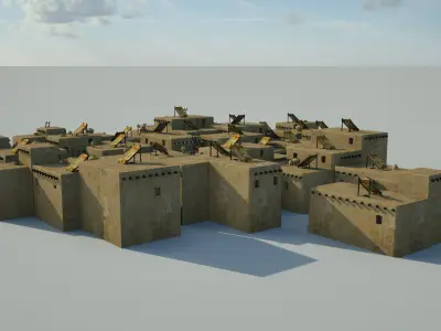 Prehistoric neolithic structures village 3D model