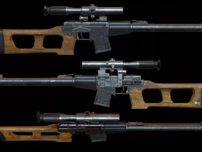 Sniper Rifle Vintorez VSS Low-poly 3D model