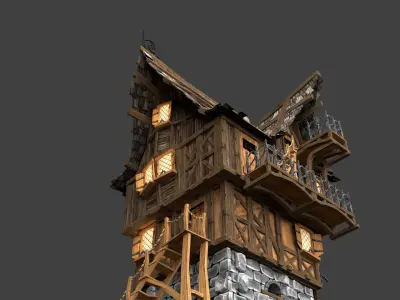 Medieval Fantasy Town Kit Low-poly 3D model