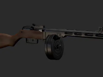 PPSH 41 Soviet 762 x 25 Submachinegun 3d model Low-poly 3D model