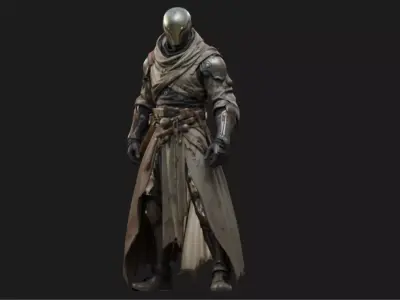 Sci-Fi Cyber Paladin Low-poly 3D model