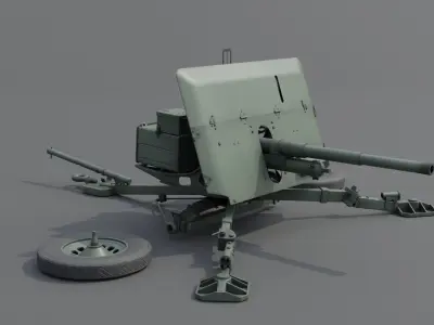 Ordnance QF 2 Pounder Anti-Tank Gun Low-poly 3D model