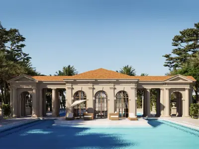 Exterior Swimming Pool with a Classical Gazebo in Tuscan Order 3D model