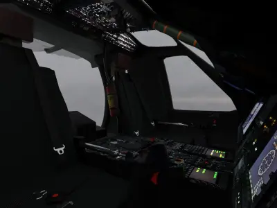 Black Hawk UH-60 Cockpit Low-poly 3D model