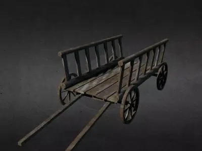 Medieval wagon Low-poly 3D model