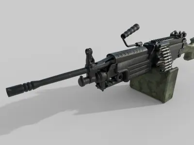 M249 Machine gun low poly  Low-poly 3D model