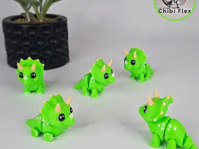 Flexi Mini Triceratops Print In Place No Supports 3D print model