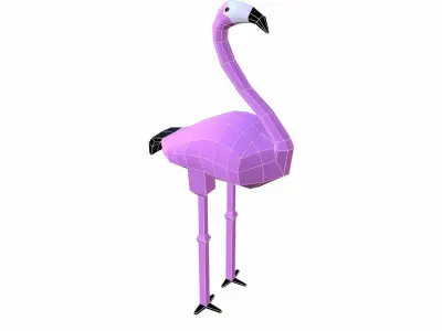 Flamingo Cartoon Low-poly 3D model