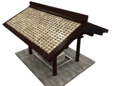 Oriental Gate Low-poly 3D model