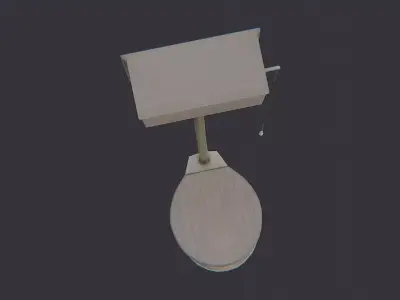 Vintage bathroom toilet with wall tank Low-poly 3D model