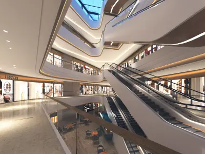 Shopping Mall interior Low-poly 3D model