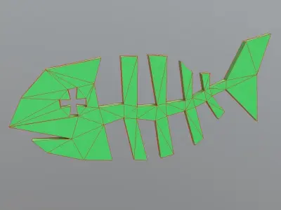 Fishbone fish skeleton Low-poly 3D model