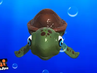 Cartoon Sea Turtle Low-poly 3D model