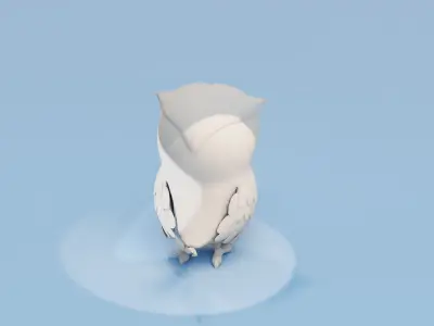 Cartoon Owl Animated and Rigged Base Mesh 3D Model Low-poly 3D model