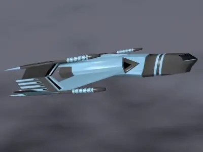 Lowpoly space attacker concept Low-poly 3D model