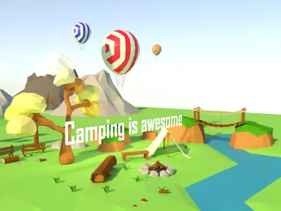 Low poly camping assets Free low-poly 3D model