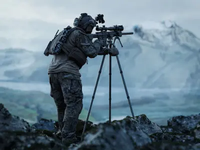 LEUPOLD PRO GUIDE CF455 TRIPOD KIT Low-poly 3D model