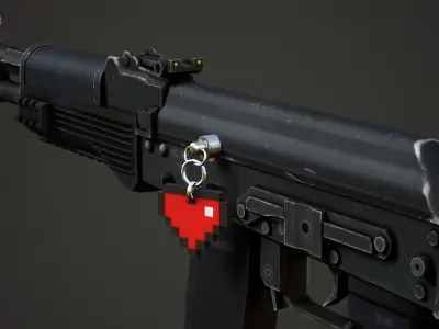 8-Bit Heart Weapon Charm - Low Poly Game Ready Low-poly 3D model