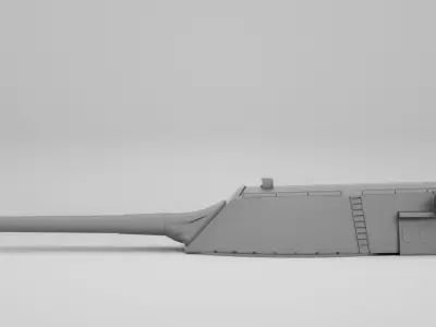 14 inch - 356mm 45 Mk8 Triple Turret Naval Gun USS Arizona 3D model