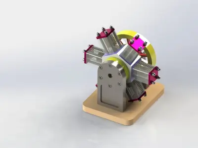 Six Cylinder Radial Engine 3D print model