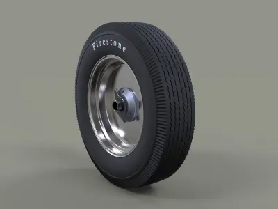 Wheel from old school Formula One 3D model