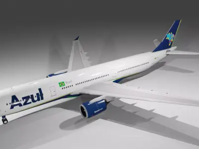Azul airlines airbus a330-900neo model with cockpit Low-poly 3D model