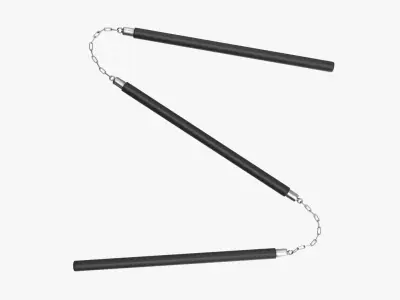 Staff three sectional plastic with chain 3D model