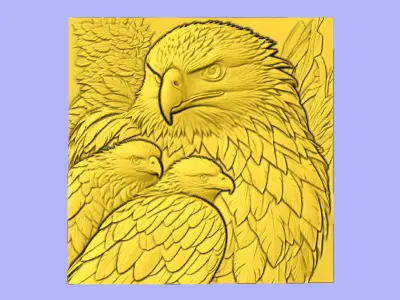 AGUIA E FILHOTES 2 BAS RELIEF 3D model