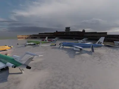 BRANIF FLEET 1969 1971 BOEING 727 100 707 327 727 200 DC8 3D model