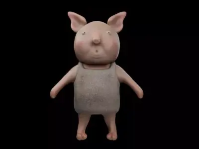 A creepy pig character 3D model