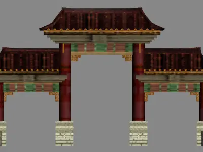 Chinese pailao gateway Low-poly 3D model