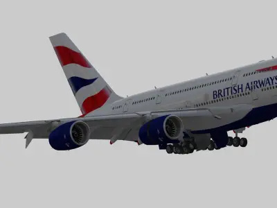 Airbus 380-8 British Airways livery Low-poly 3D model