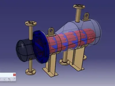 Kettle Type Heat Exchanger or Kettle Reboiler 3D model