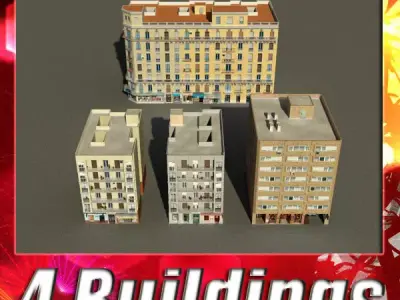 Building Collection 89-92 Low-poly 3D model