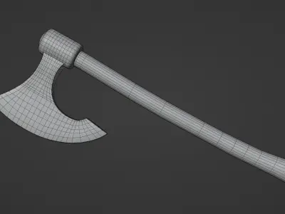 3D Medieval Versatile Battle Axe GameReady PBR Weapon Low-poly 3D model