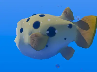 Puffer Fish Toon Low-poly 3D model