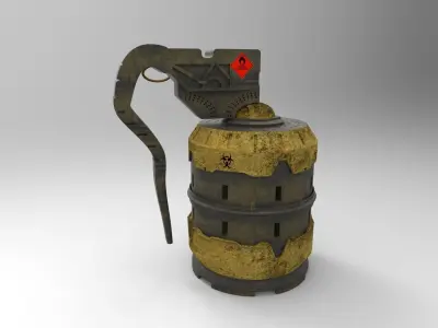 Green Yellow High Poly Grenade 3D model