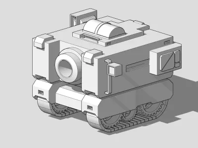 Cartoon style tank Low-poly 3D model