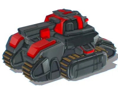 Light Tracked Tank with a Proton Cannon Low-poly 3D model