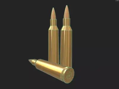 22-250-Remington Ammo Low-poly 3D model