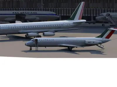 ALITALIA 1967 DC-8-62 and DC-9-32 3D model