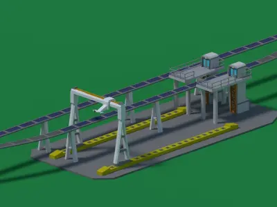 Maglev train station Low-Poly Free low-poly 3D model