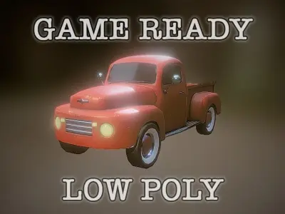 Game Ready Old Pickup Truck PBR Low-poly 3D model