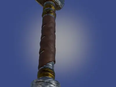 Ax made of iron with gold inlays PBR low-poly game-ready Free low-poly 3D model