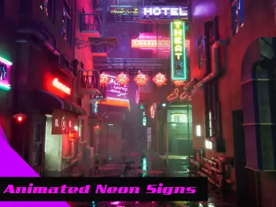 Cyberpunk Neon Signs Vol2 - Back Alley Pack 3D model