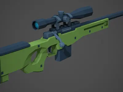 Stylized AWP Sniper Low Poly Mobile Ready Low-poly 3D model