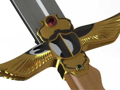 Legendary Khopesh Sword with Flying Scarab Guard - 3D Model 3D print model
