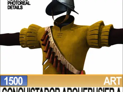 Conquistador Arquebusier Props Poser Daz A 1500 3D model