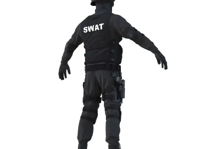 SWAT Man Afro American Rigged 3D model