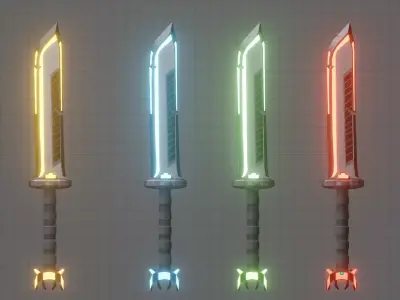 Samurai Sword Low-poly 3D model